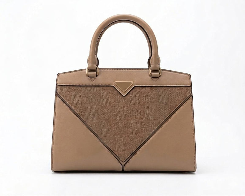 Miss Alita White Geometric Top-Handle Bag