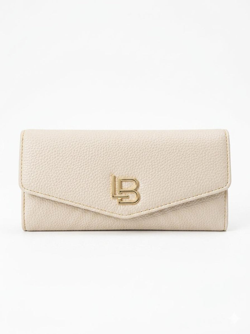 LB Signature Envelope Flap Wallet — Tan & Cream
