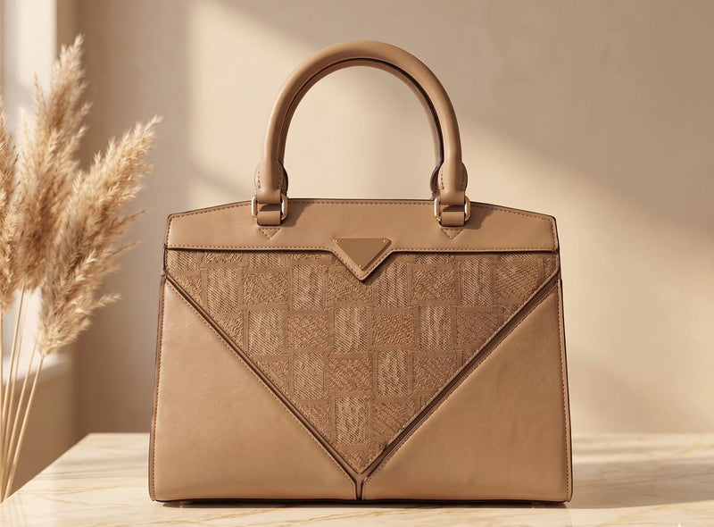 Miss Alita White Geometric Top-Handle Bag