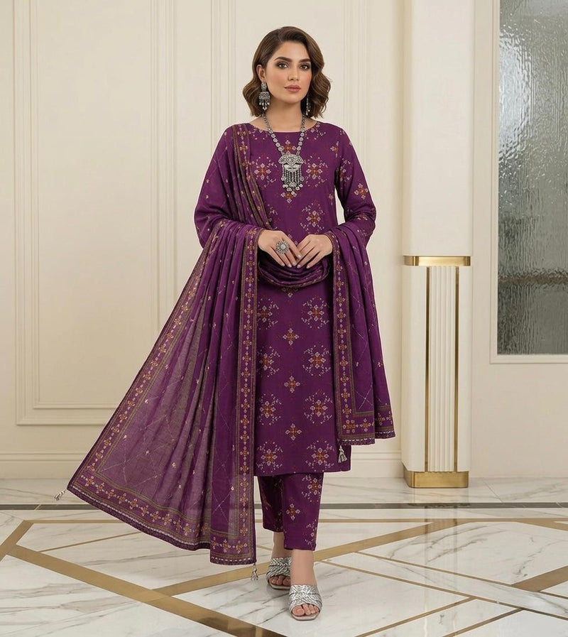Anushay Summer Lawn 3 Piece | Purple Digital Print