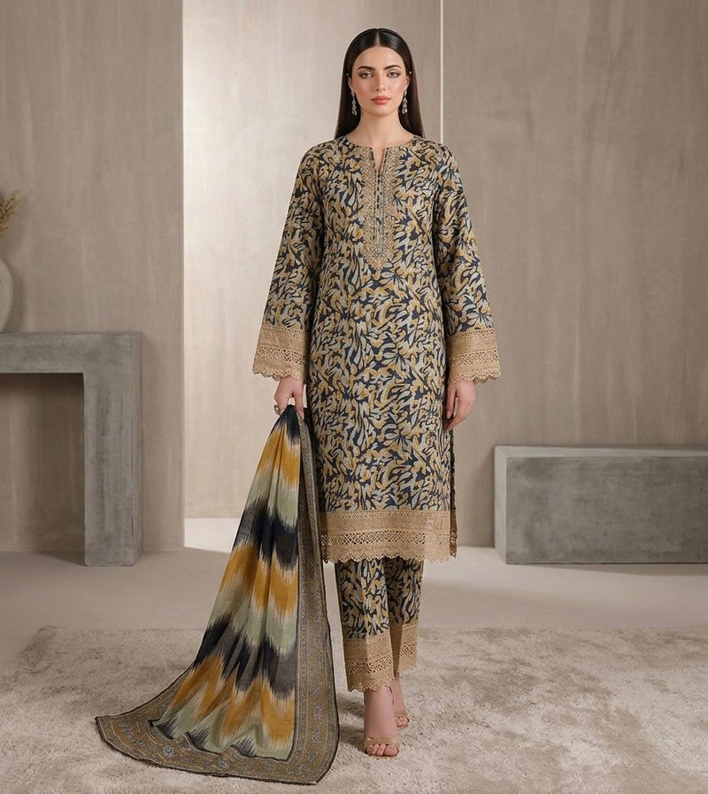 Anushay Lawn 3 Piece Suit | White Garden Print