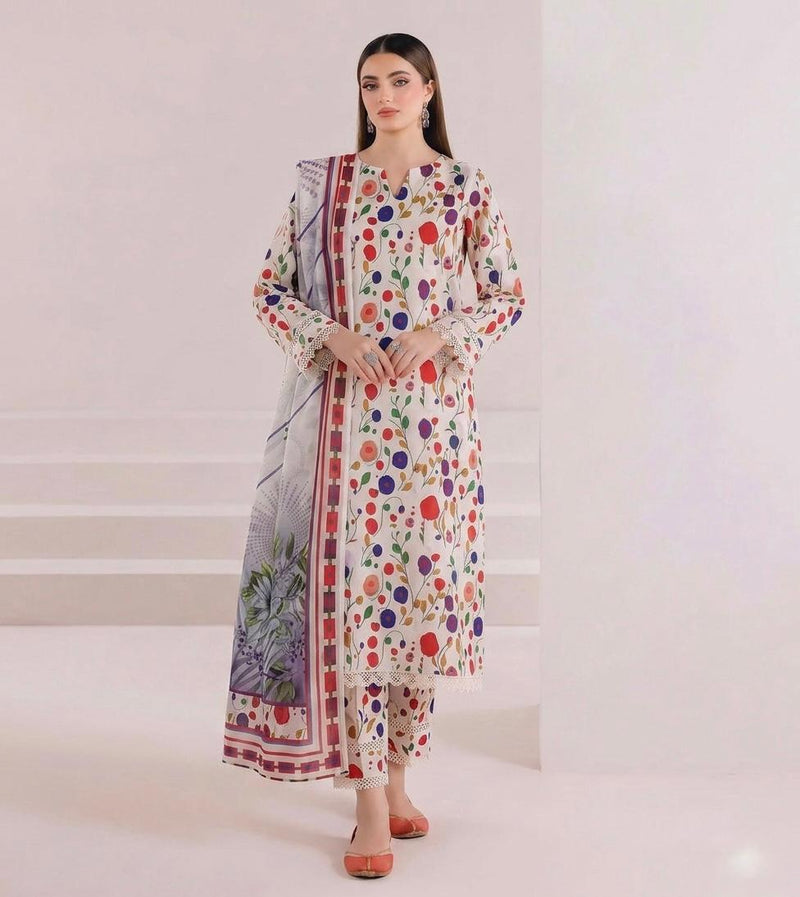Anushay Lawn 3 Piece Suit | Multi Color Floral Print