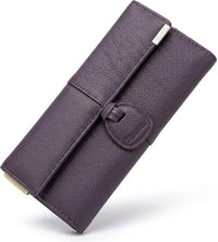 TEMANLI Wrap Knot Long Wallet — Purple & Tan