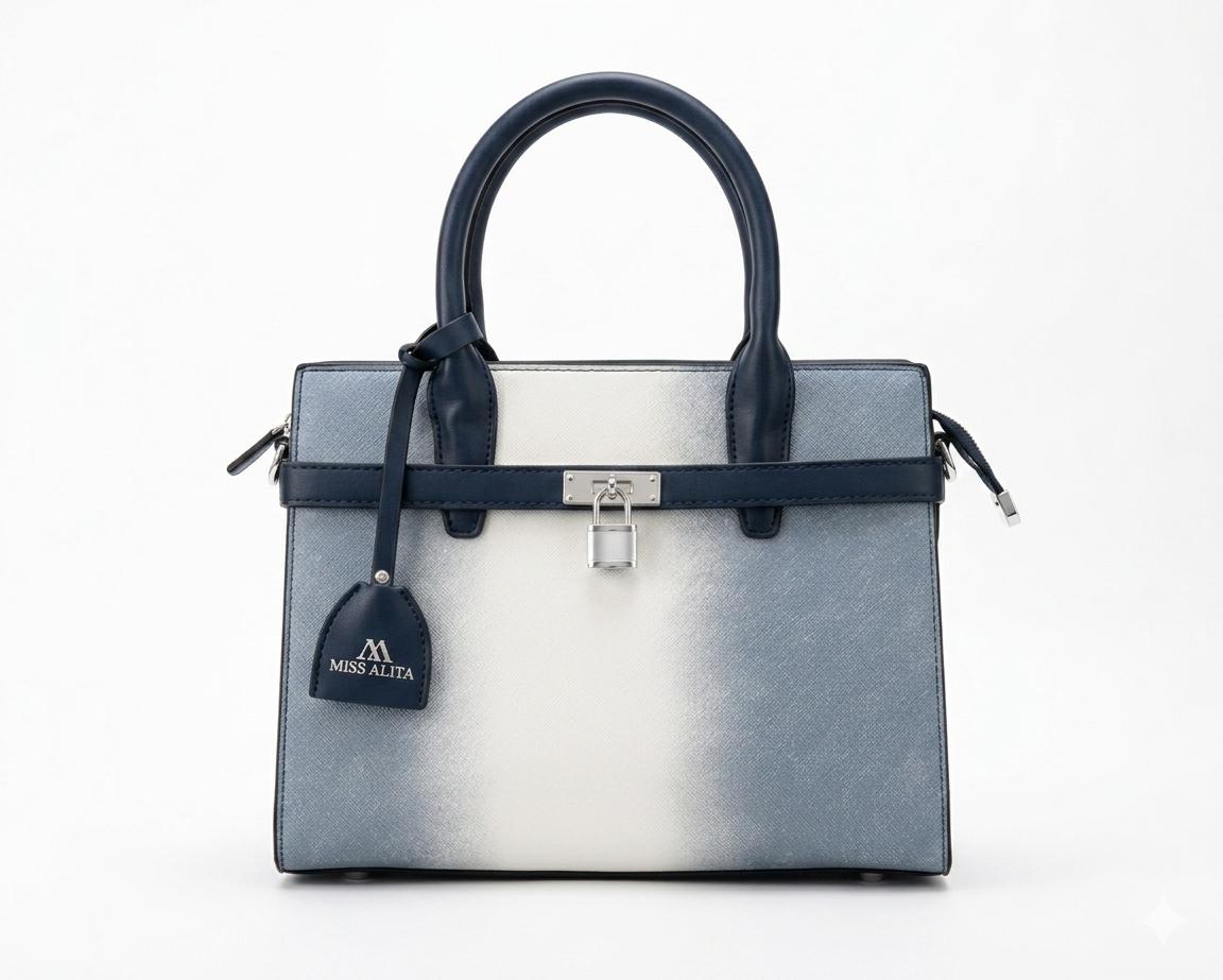 Miss Alita Navy Ombré Lock Satchel