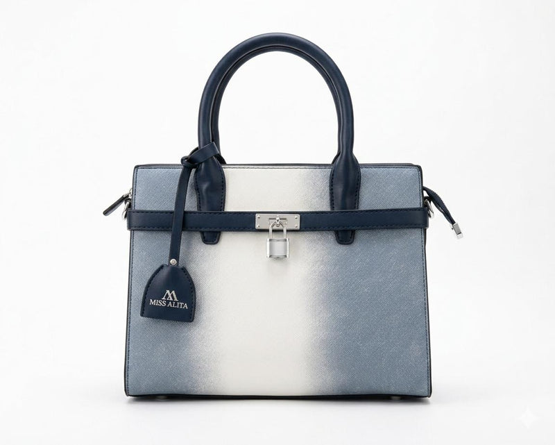 Miss Alita Navy Ombré Lock Satchel