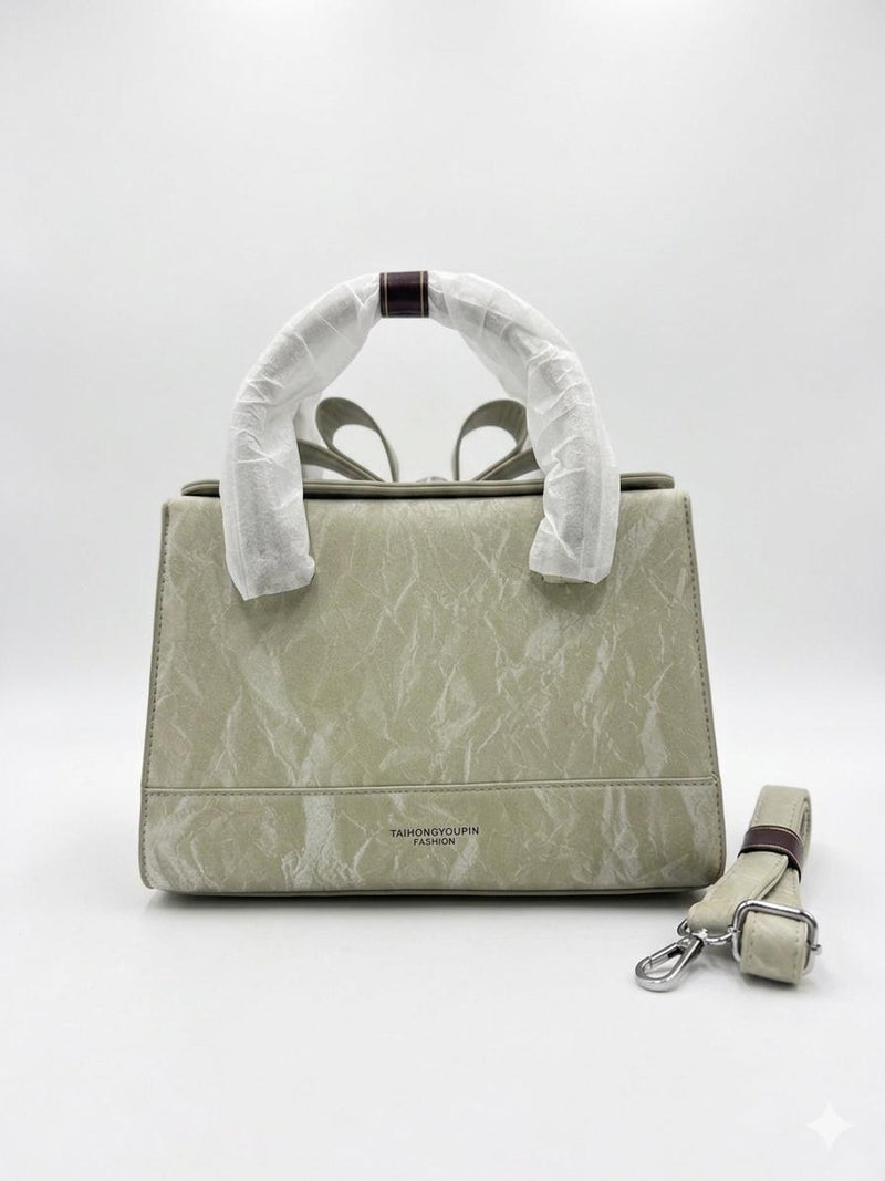 TAIHONGYOUPIN Crinkle Texture Boxy Bag — Silver Grey, Sage Green