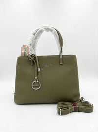 TAIHONGYOUPIN Tote Satchel with Charm — Beige, Brown, Olive Green
