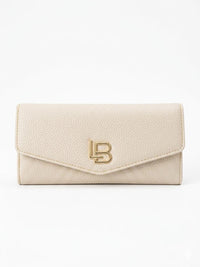 LB Signature Envelope Flap Wallet — Tan & Cream