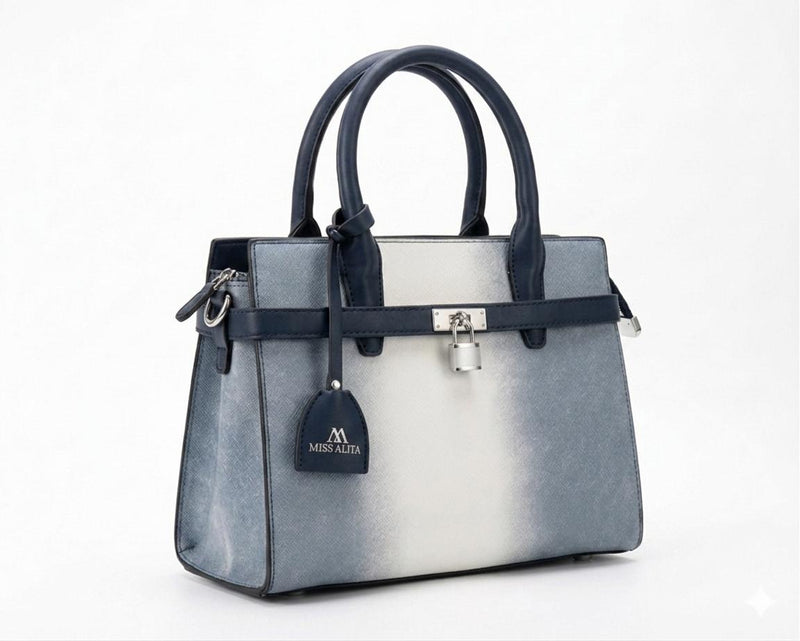 Miss Alita Navy Ombré Lock Satchel