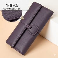 TEMANLI Wrap Knot Long Wallet — Purple & Tan