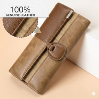 TEMANLI Wrap Knot Long Wallet — Purple & Tan