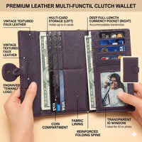 TEMANLI Wrap Knot Long Wallet — Purple & Tan