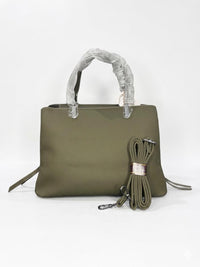 TAIHONGYOUPIN Tote Satchel with Charm — Beige, Brown, Olive Green