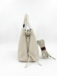 TAIHONGYOUPIN Tote Satchel with Charm — Beige, Brown, Olive Green