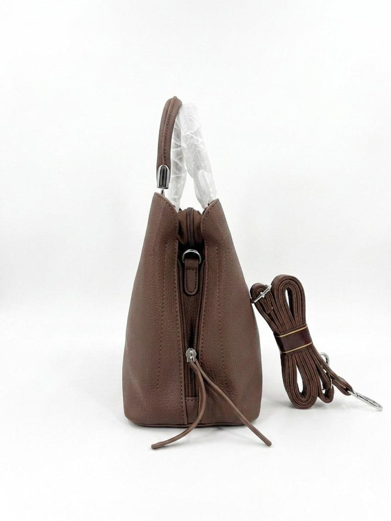 TAIHONGYOUPIN Tote Satchel with Charm — Beige, Brown, Olive Green
