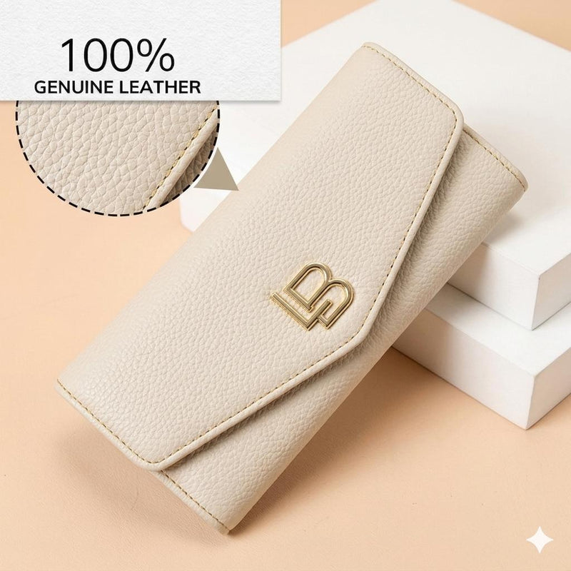 LB Signature Envelope Flap Wallet — Tan & Cream