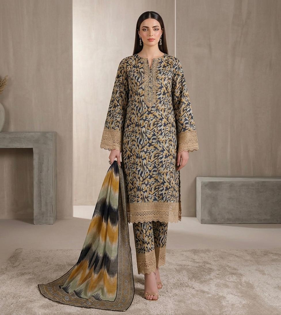 Anushay Lawn 3 Piece Suit | White Garden Print