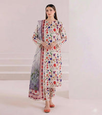 Anushay Lawn 3 Piece Suit | Multi Color Floral Print