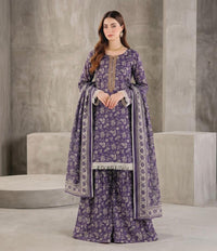Anushay Lawn 3 Piece Suit | Purple Floral Classic