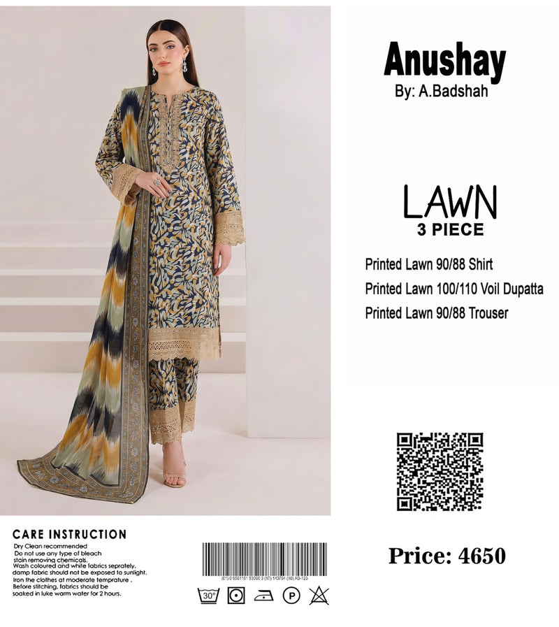 Anushay Lawn 3 Piece Suit | White Garden Print