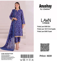 Anushay Lawn 3 Piece Suit | Blue Floral Print