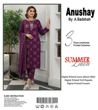 Anushay Summer Lawn 3 Piece | Purple Digital Print